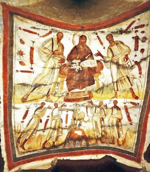 성 마르첼리노와 성 베드로 카타콤바 프레스코화_photo from Escritos del Cristianismo Primitivo website_fresco from the Catacombs of Sts Peter and Marcellin in Rome_Italy.jpg